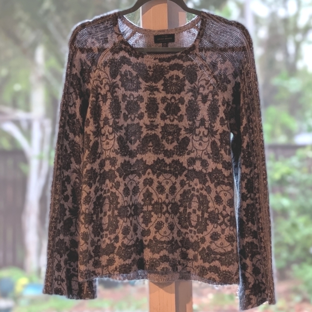 COPY - Lucky Brand Light Blue Patterned Black and Gray Women's Top